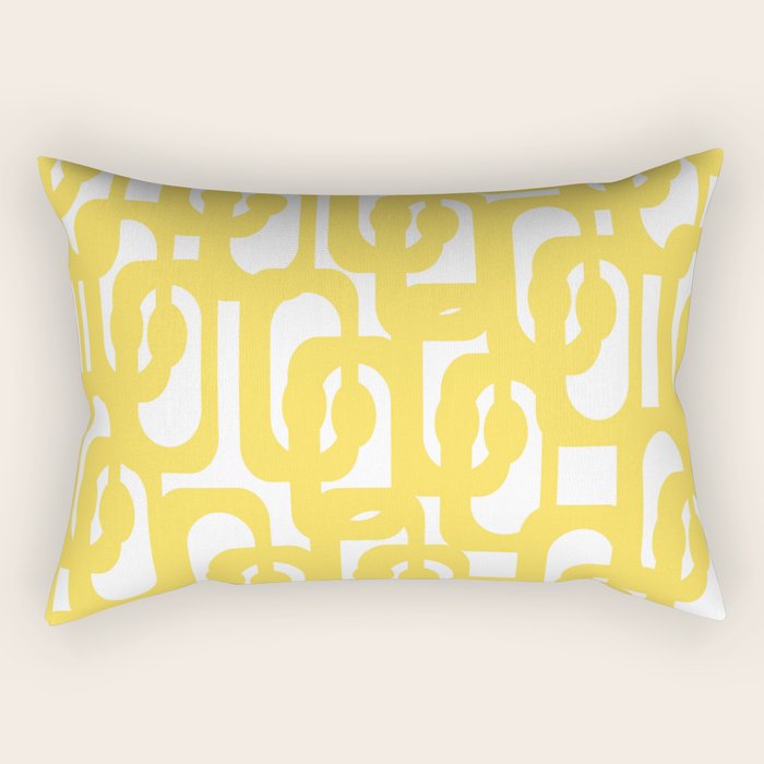 Mid Century Modern Loops Pattern in Yellow and White Rectangular Pillow Gallery Image 1