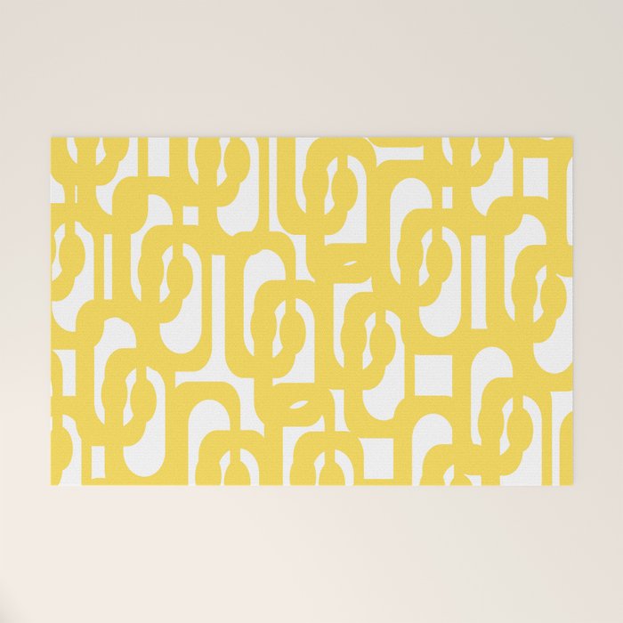 Mid Century Modern Loops Pattern in Yellow and White Welcome Mat Gallery Image 1
