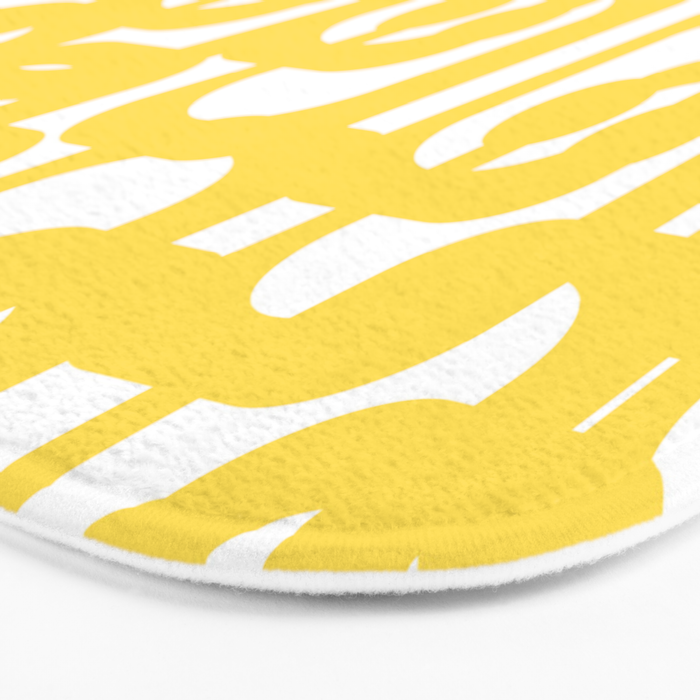 Mid Century Modern Loops Pattern in Yellow and White Bath Mat Gallery Image 3