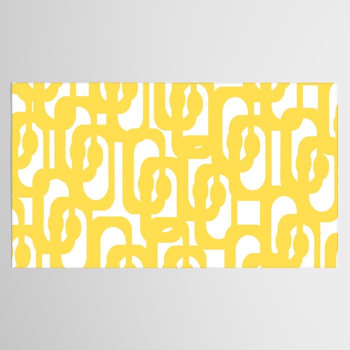 Mid Century Modern Loops Pattern in Yellow and White Tablecloth Gallery Image 2