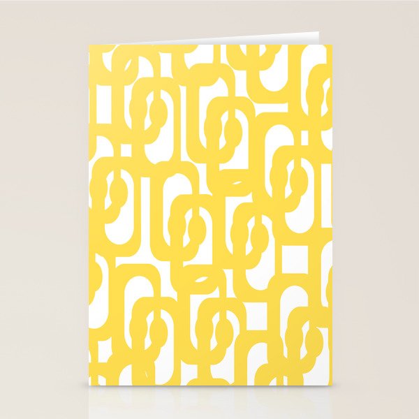 Mid Century Modern Loops Pattern in Yellow and White Stationery Card Gallery Image 2