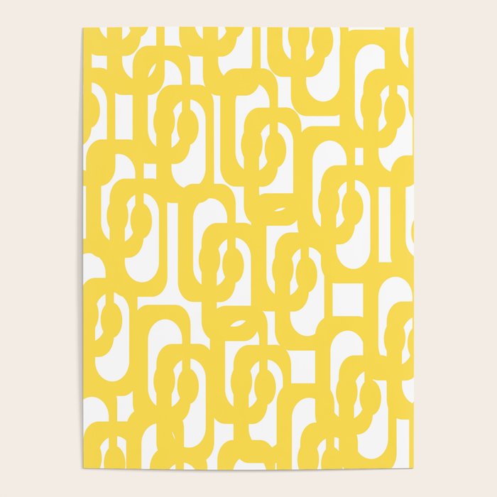 Mid Century Modern Loops Pattern in Yellow and White Poster Gallery Image 1