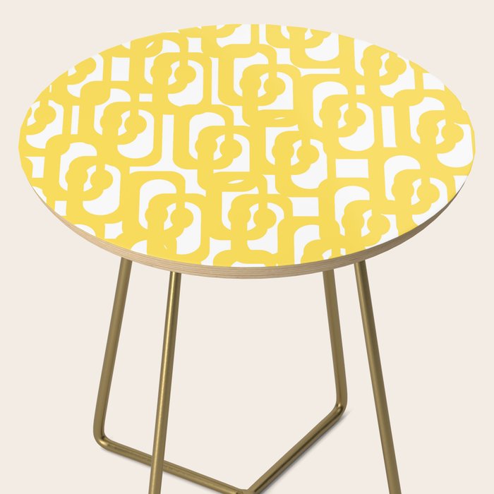 Mid Century Modern Loops Pattern in Yellow and White Side Table Gallery Image 2