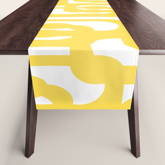 Mid Century Modern Loops Pattern in Yellow and White Table Runner Gallery Image 1