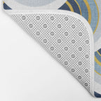 Art deco scallop elegance // blue geometric shapes golden textured lines Bath Mat Gallery Image 2