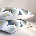 Art deco scallop elegance // blue geometric shapes golden textured lines Pillow Sham Gallery Image 3