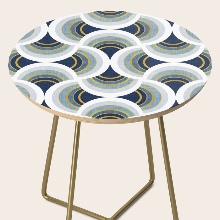 Art deco scallop elegance // blue geometric shapes golden textured lines Side Table Gallery Image 2
