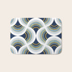 Art deco scallop elegance // blue geometric shapes golden textured lines Bath Mat Gallery Image 1