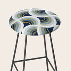 Art deco scallop elegance // blue geometric shapes golden textured lines Stool Gallery Image 2