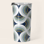 Art deco scallop elegance // blue geometric shapes golden textured lines Travel Mug Gallery Image 3