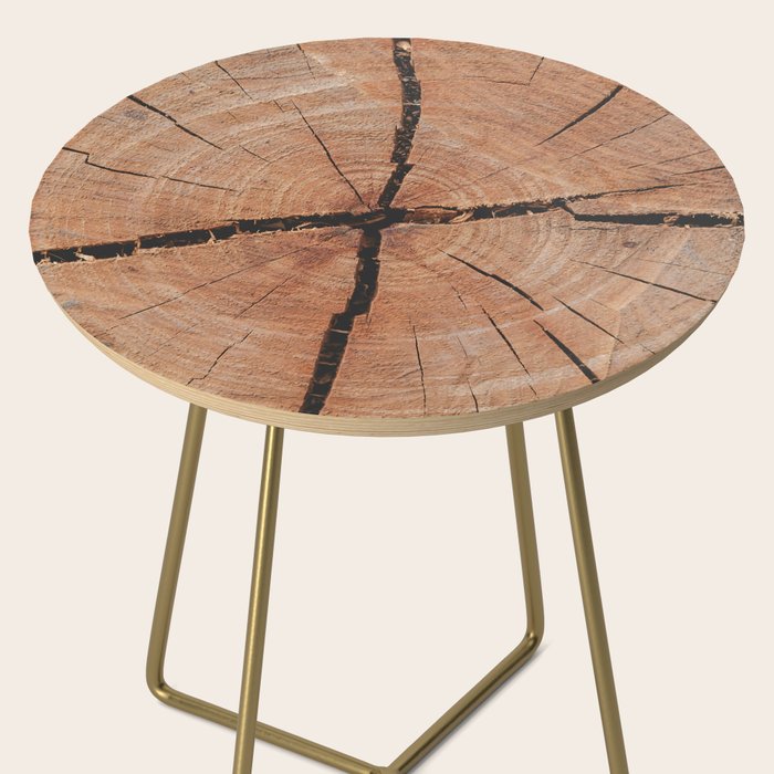 Tree Rings Rustic Cabin Lodge Raw Wood Side Table Gallery Image 2