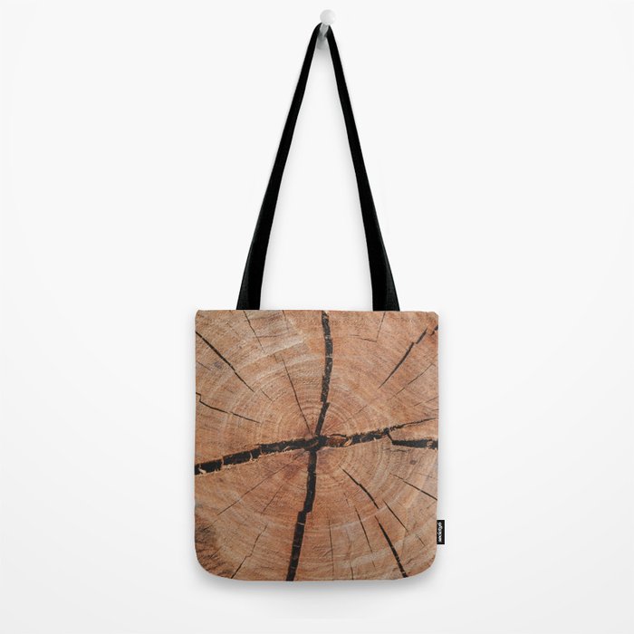Tree Rings Rustic Cabin Lodge Raw Wood Tote Bag Gallery Image 2