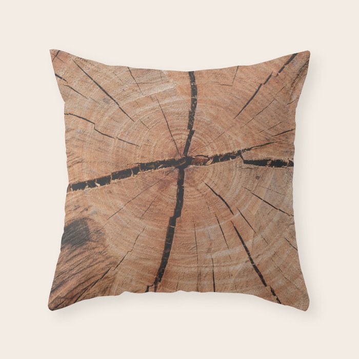 Tree Rings Rustic Cabin Lodge Raw Wood Throw Pillow Gallery Image 6