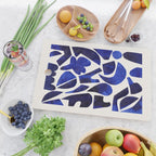 'Shattered Sky' Abstract Colorful Blue Paper Collage Minimal Mid Century Pattern by Ejaaz Haniff Cutting Board Gallery Image 2