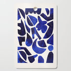 'Shattered Sky' Abstract Colorful Blue Paper Collage Minimal Mid Century Pattern by Ejaaz Haniff Cutting Board Gallery Image 1