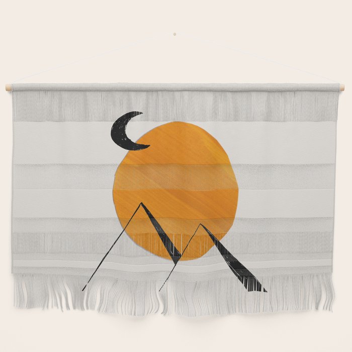 Minimalist Minimal Mid Century Abstract Middle Eastern Egypt Ancient Ruins Pyramids Moon Ejaaz Hanif Wall Hanging Gallery Image 1