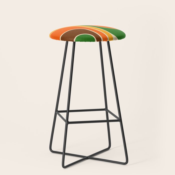 1970s Retro Vintage Style Geometric Design 743 Scandi Stool Gallery Image 1