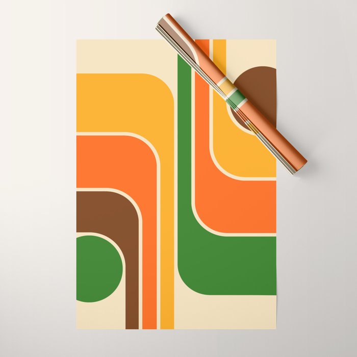 1970s Retro Vintage Style Geometric Design 743 Scandi Wrapping Paper Gallery Image 1