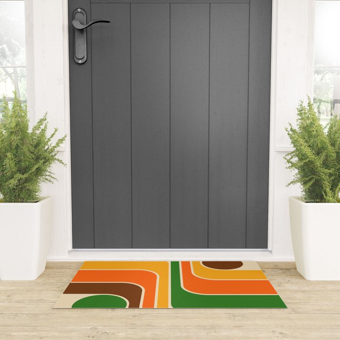 1970s Retro Vintage Style Geometric Design 743 Scandi Welcome Mat Gallery Image 3