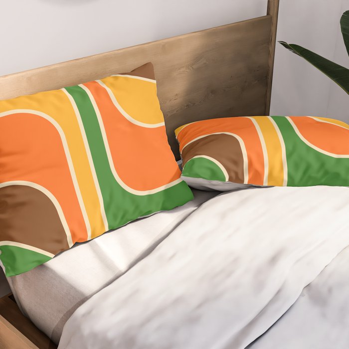 1970s Retro Vintage Style Geometric Design 743 Scandi Pillow Sham Gallery Image 2