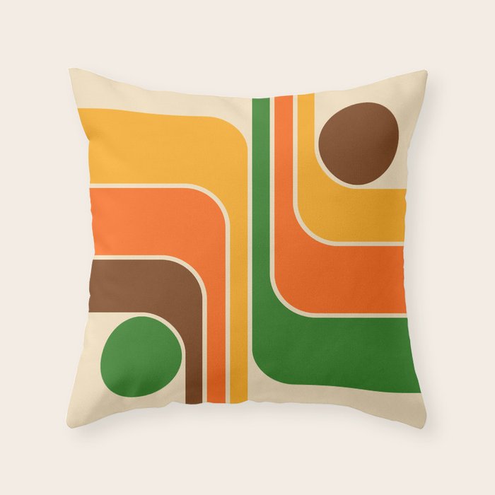 1970s Retro Vintage Style Geometric Design 743 Scandi Throw Pillow Gallery Image 6