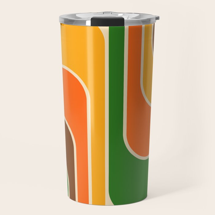 1970s Retro Vintage Style Geometric Design 743 Scandi Travel Mug Gallery Image 1