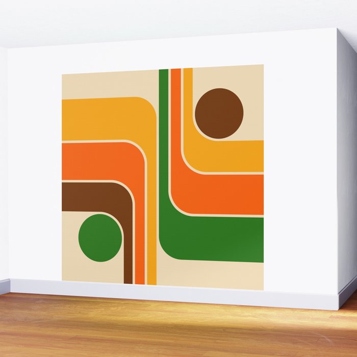 1970s Retro Vintage Style Geometric Design 743 Scandi Wall Mural Gallery Image 2