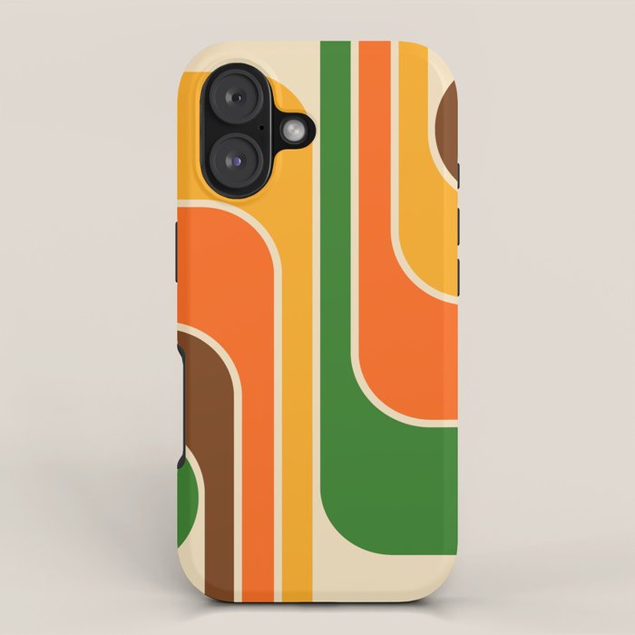 1970s Retro Vintage Style Geometric Design 743 Scandi iPhone Case Gallery Image 1