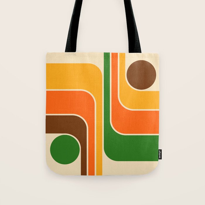 1970s Retro Vintage Style Geometric Design 743 Scandi Tote Bag Gallery Image 1