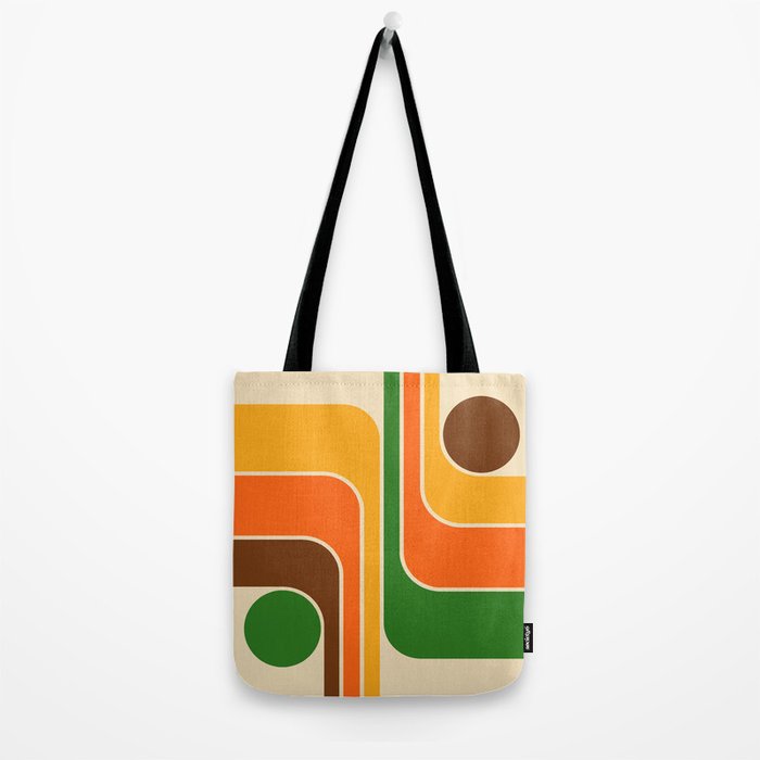 1970s Retro Vintage Style Geometric Design 743 Scandi Tote Bag Gallery Image 2