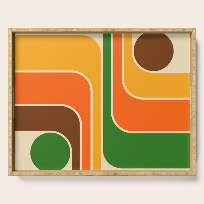 1970s Retro Vintage Style Geometric Design 743 Scandi Serving Tray Gallery Image 1