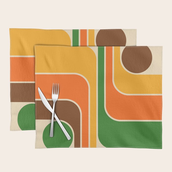 1970s Retro Vintage Style Geometric Design 743 Scandi Placemat Gallery Image 1