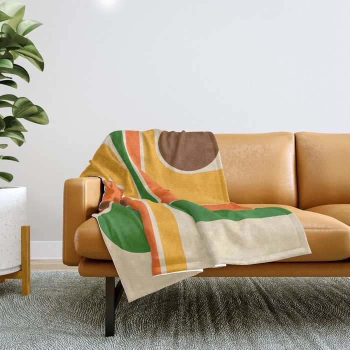 1970s Retro Vintage Style Geometric Design 743 Scandi Throw Blanket Gallery Image 1