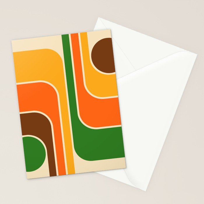 1970s Retro Vintage Style Geometric Design 743 Scandi Stationery Card Gallery Image 2