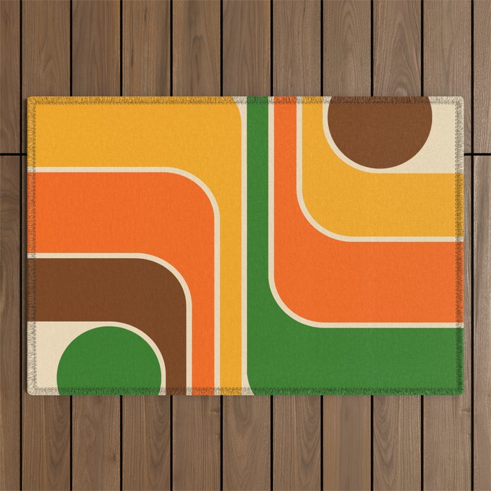 1970s Retro Vintage Style Geometric Design 743 Scandi Outdoor Rug Gallery Image 1