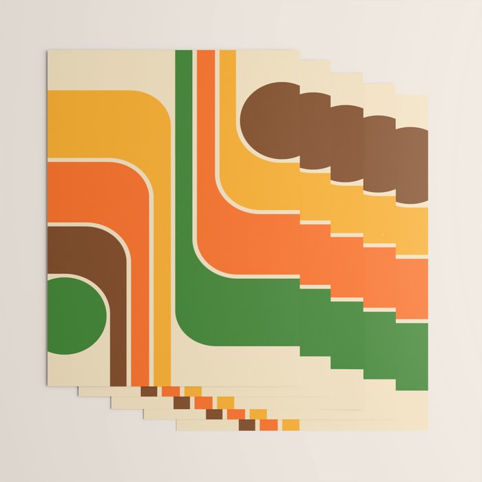 1970s Retro Vintage Style Geometric Design 743 Scandi Wrapping Paper Gallery Image 3