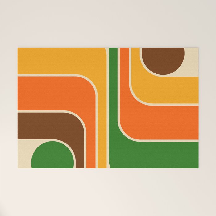 1970s Retro Vintage Style Geometric Design 743 Scandi Welcome Mat Gallery Image 1