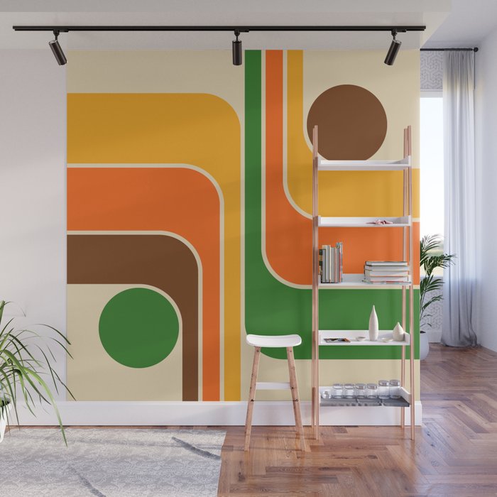 1970s Retro Vintage Style Geometric Design 743 Scandi Wall Mural Gallery Image 1