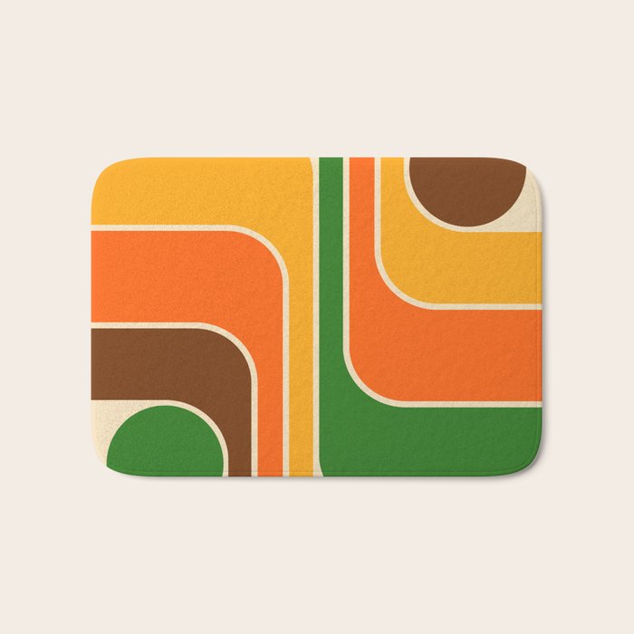 1970s Retro Vintage Style Geometric Design 743 Scandi Bath Mat Gallery Image 1