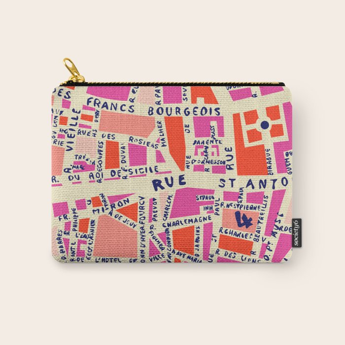 paris map pink Carry All Pouch Gallery Image 1