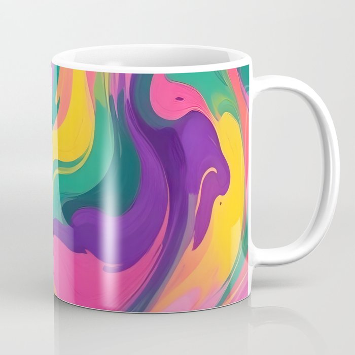 Magnifique, Abstract Fluid Art Resin, Marble Maximalism Painting, Eclectic Bohemian Colorful Bright, Modern Contemporary Boho Happiness Waves Coffee Mug Gallery Image 1