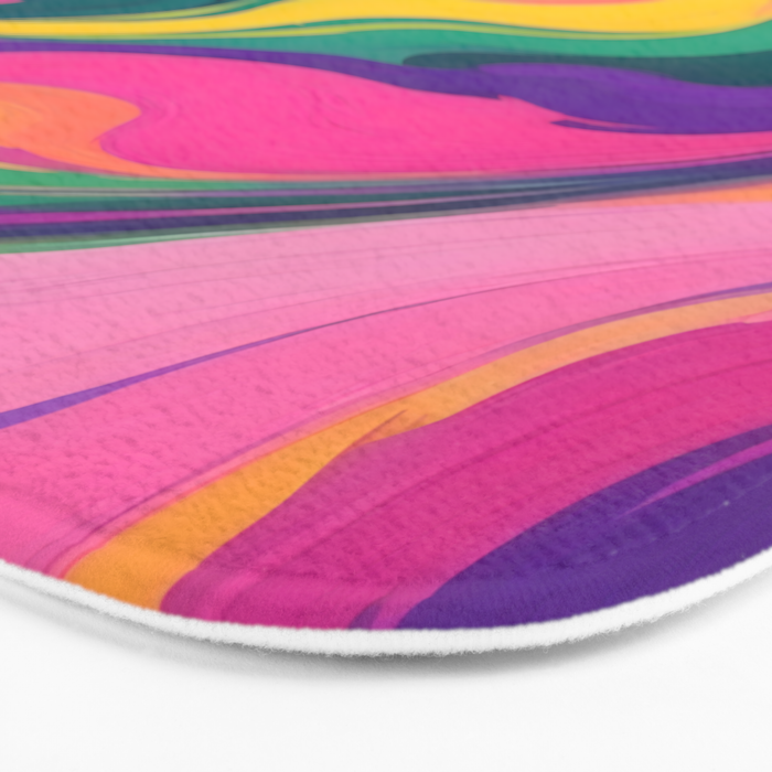 Magnifique, Abstract Fluid Art Resin, Marble Maximalism Painting, Eclectic Bohemian Colorful Bright, Modern Contemporary Boho Happiness Waves Bath Mat Gallery Image 3