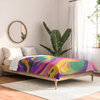 Magnifique, Abstract Fluid Art Resin, Marble Maximalism Painting, Eclectic Bohemian Colorful Bright, Modern Contemporary Boho Happiness Waves Comforter Gallery Image 2