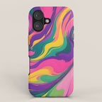 Magnifique, Abstract Fluid Art Resin, Marble Maximalism Painting, Eclectic Bohemian Colorful Bright, Modern Contemporary Boho Happiness Waves iPhone Case Gallery Image 1