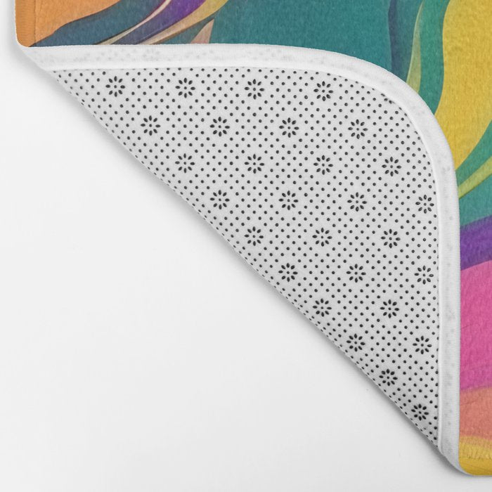 Magnifique, Abstract Fluid Art Resin, Marble Maximalism Painting, Eclectic Bohemian Colorful Bright, Modern Contemporary Boho Happiness Waves Bath Mat Gallery Image 2