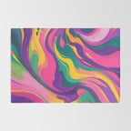 Magnifique, Abstract Fluid Art Resin, Marble Maximalism Painting, Eclectic Bohemian Colorful Bright, Modern Contemporary Boho Happiness Waves Rug Gallery Image 2