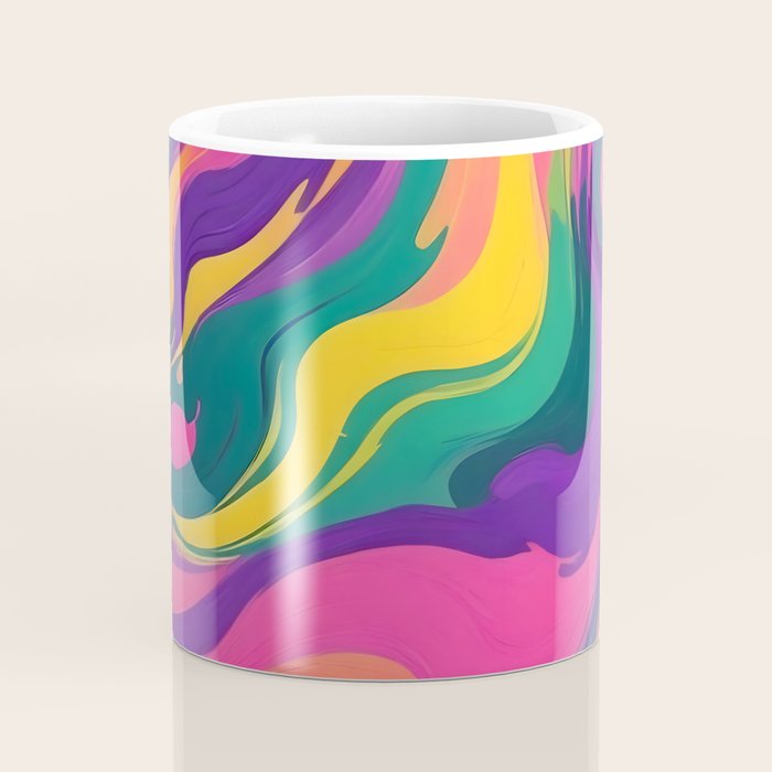 Magnifique, Abstract Fluid Art Resin, Marble Maximalism Painting, Eclectic Bohemian Colorful Bright, Modern Contemporary Boho Happiness Waves Coffee Mug Gallery Image 4