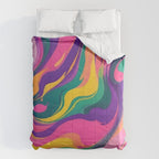 Magnifique, Abstract Fluid Art Resin, Marble Maximalism Painting, Eclectic Bohemian Colorful Bright, Modern Contemporary Boho Happiness Waves Comforter Gallery Image 6