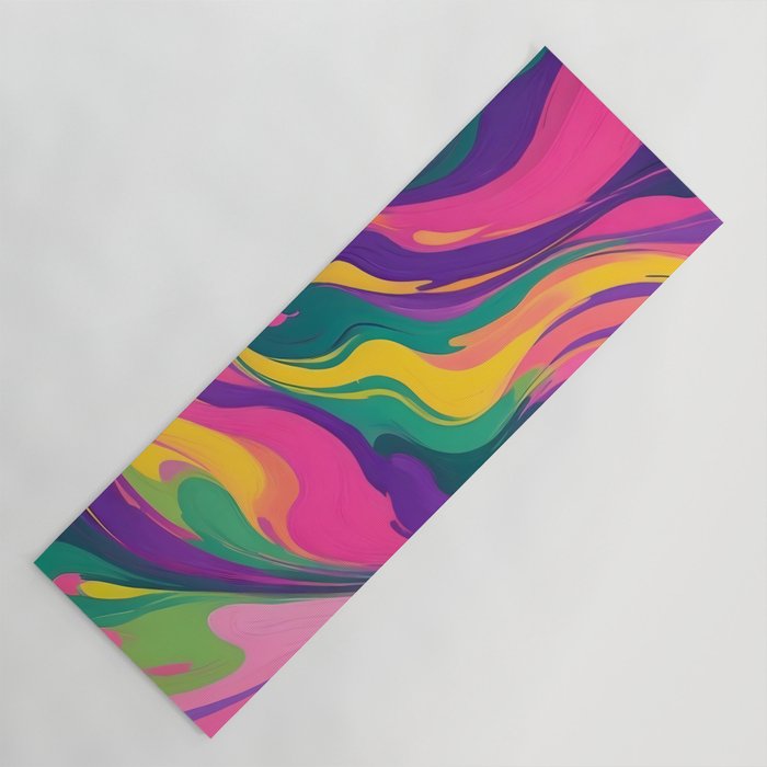 Magnifique, Abstract Fluid Art Resin, Marble Maximalism Painting, Eclectic Bohemian Colorful Bright, Modern Contemporary Boho Happiness Waves Yoga Mat Gallery Image 1