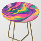 Magnifique, Abstract Fluid Art Resin, Marble Maximalism Painting, Eclectic Bohemian Colorful Bright, Modern Contemporary Boho Happiness Waves Side Table Gallery Image 2